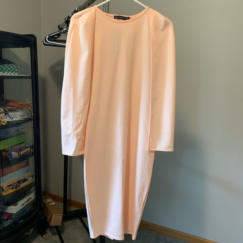 Boohoo Peach Midi Cape Dress